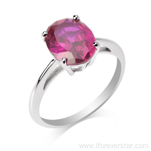 925 Sterling Silver Stone Synthetic Ruby Rings